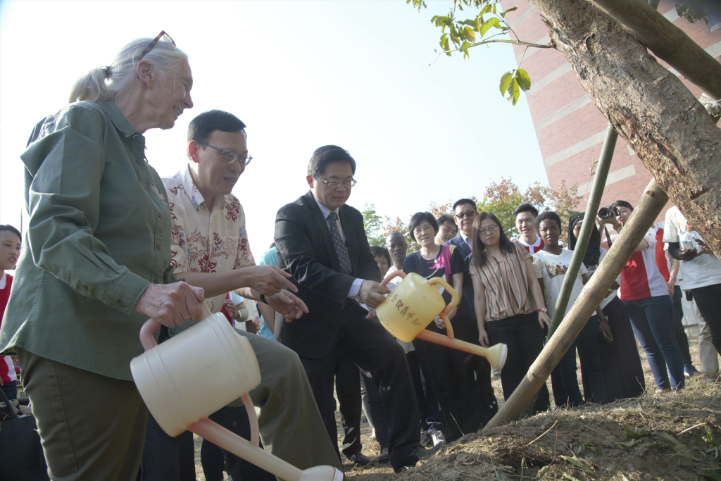 珍古德博士到長榮大學 參與協力造屋與植老樹活動