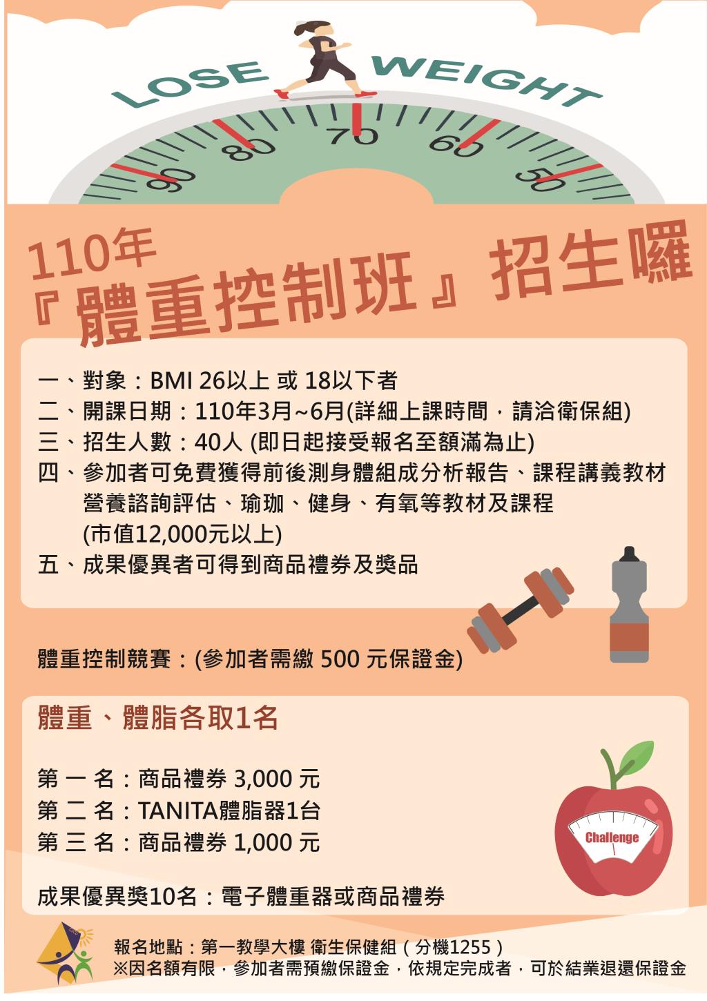 「體重控制班」開始招生囉~