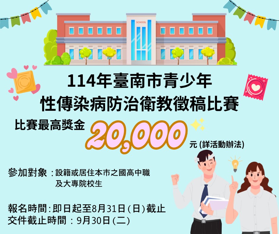 114年臺南市青少年性傳染病防治衛教徵稿比賽