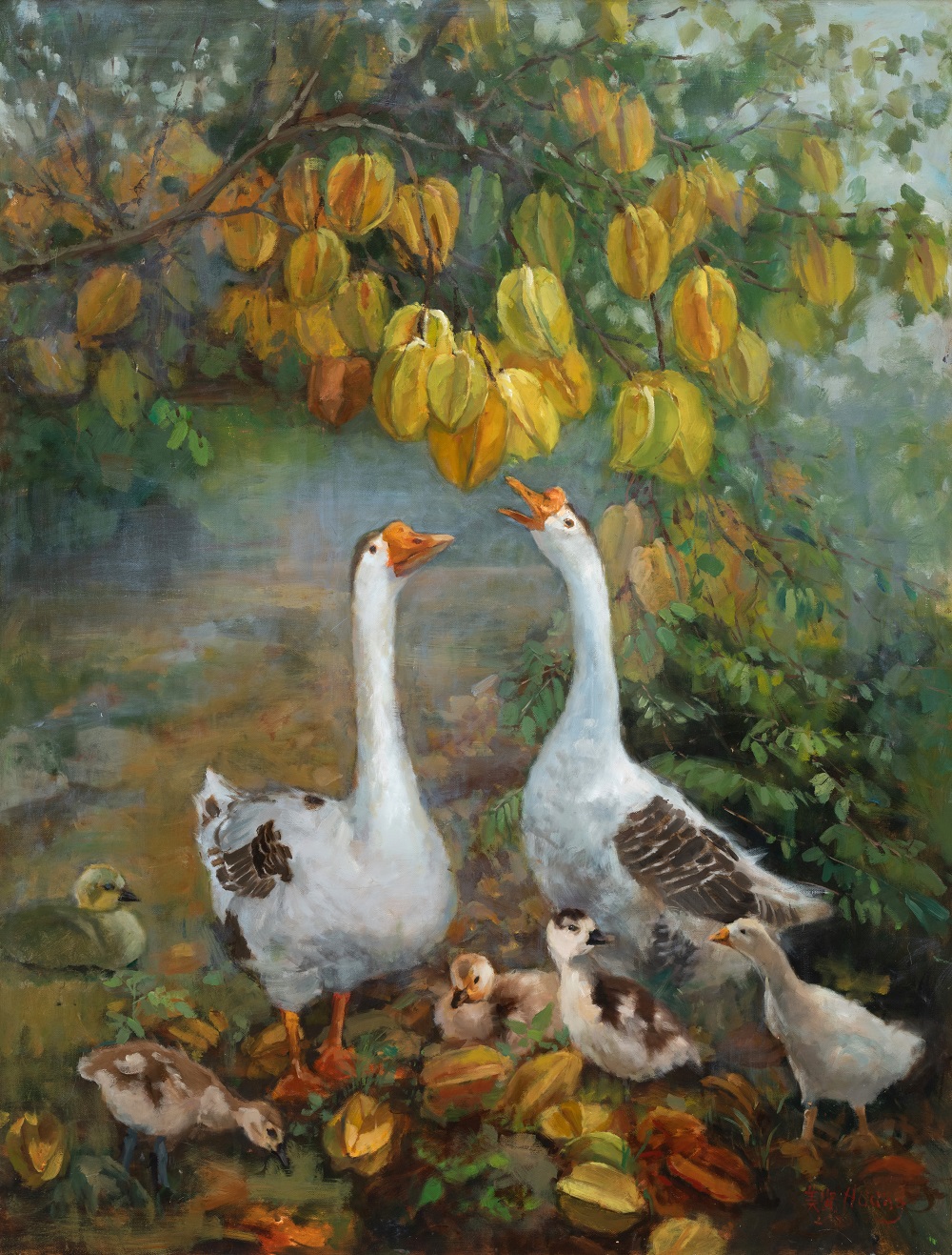 作品《鵝群闔家歡》