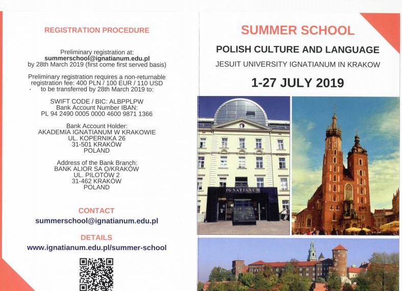 【轉知】波蘭Jesuit University-2019夏日學校活動