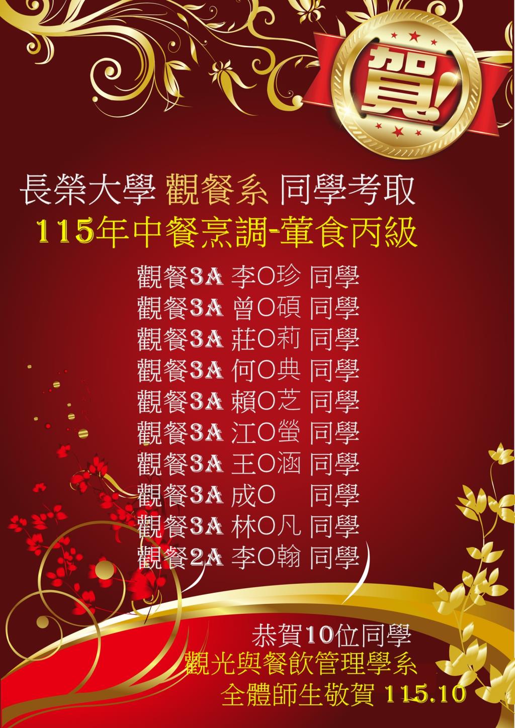 觀餐系證照榮譽榜
