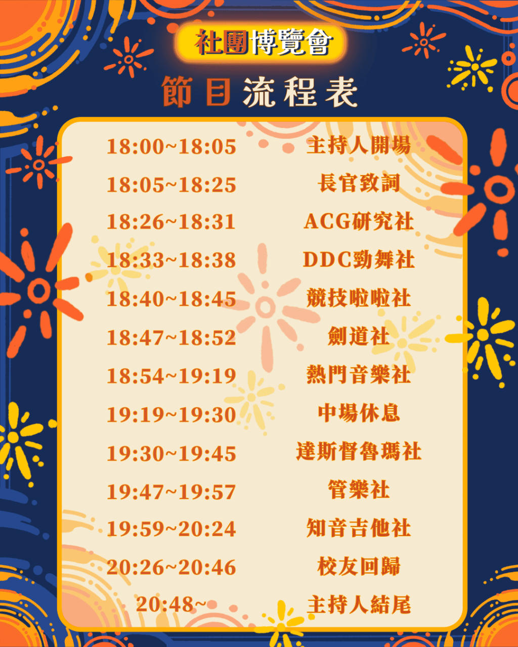 115社團博覽會-社團表演節目流程圖