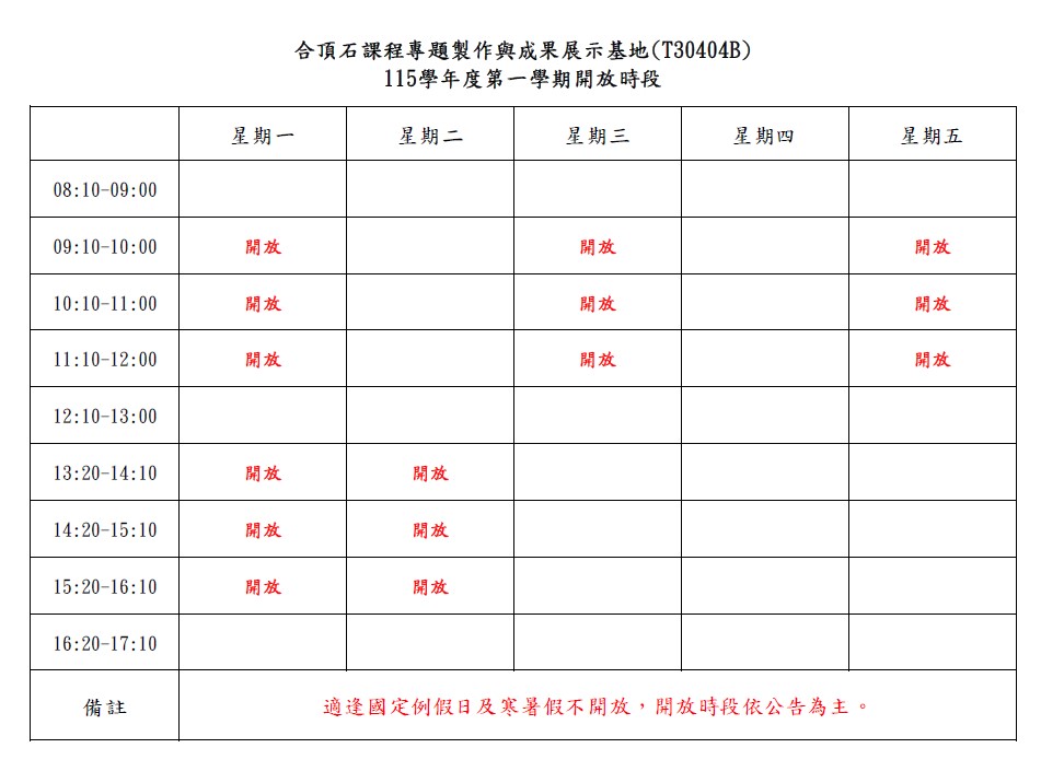開放時段
